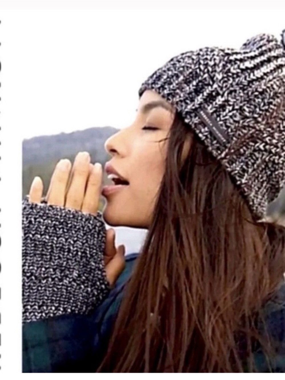 REBECCA MINKOFF Marled Set Beanie/ Arm Warmer NEW Black/Gray